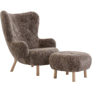 &Tradition Petra Vb3 Loungestol Sæt Sahara / Olieret Egetræ - Lænestole Fåreskind Brun - 135657A235A040A731