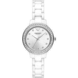 Emporio Armani White Ceramic Silver Dial Women's Watch AR70013