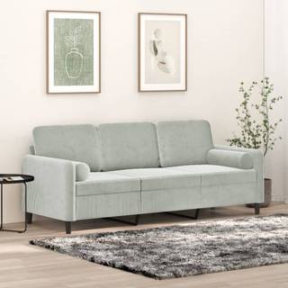 2-Personers Sofa Med Pyntepuder Velour - 180 cm / Lysegrå