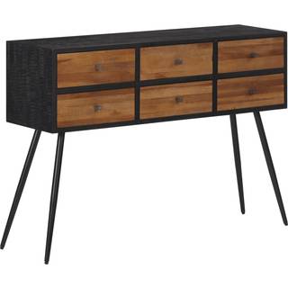 konsolbord med skuffer 116x30x76 cm massivt genbrugsteak