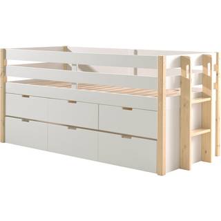Halvhøj børneseng med skuffer – Margrit sæt 90 x 190/200 cm – Natur/Hvid