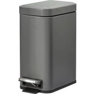 HOMCOM 5L Rectangular Compact Bin, Steel Construction, Removable Bucket, Quiet-Close Lid, Pedal Operation, Grey Aosom UK