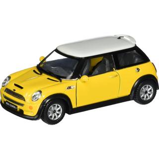KinSmart Mini Cooper S 5 """" 1:28 skala die støbt metal model legetøj bil gul m/tilbagetrækning handling