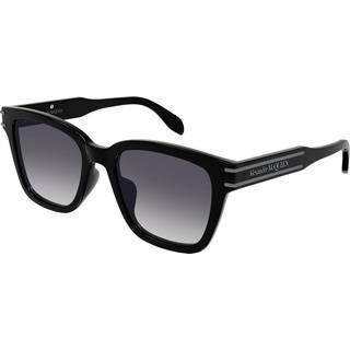 Alexander McQueen Unisex AM0399SA 001 Solbriller Acetat Sort Grå Firkantet Skygge