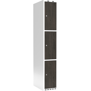 Garderobeskab 1x300 mm Lige tag 3-delt søjle Laminat dør Nocturne wood Cylinderlås