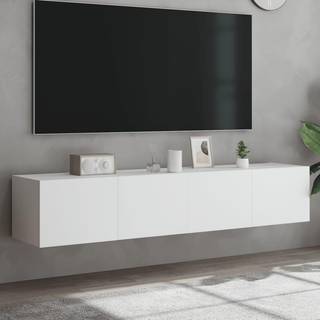 Væghængt Tv-Bord Med Led-Lys 30,5X35X30 Hvid - 2 / 80 x 35 x 31 cm