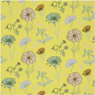 Meterware Baumwoll-Popelin Blumen Gelb
