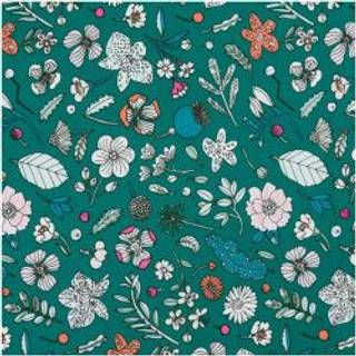 Druckstoff Hygge Blumen grün-neon 140cm - Grün