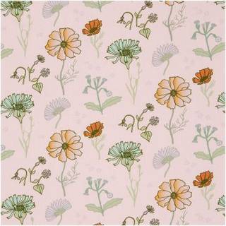 Meterware Baumwoll-Popelin Blumen Rosa