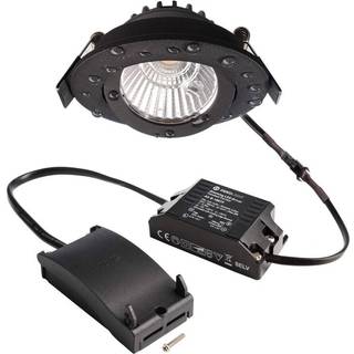 Forsænket loftlampe Dione, IP44, 2.700 K, sort, dæmpbar
