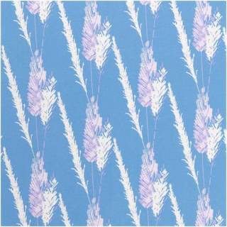 Stoffabschnitt Druckstoff Pampasgras azur 50x140cm