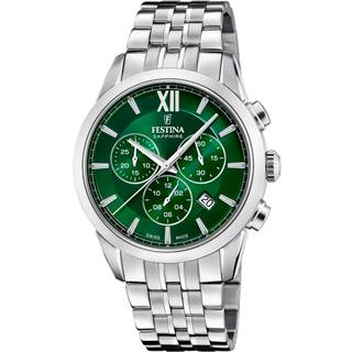Festina Swiss Made Chrono herreur i stål med grøn urskive