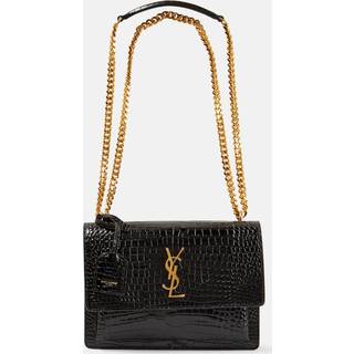 Saint Laurent Sunset Medium croc-effect leather shoulder bag - black - One Size