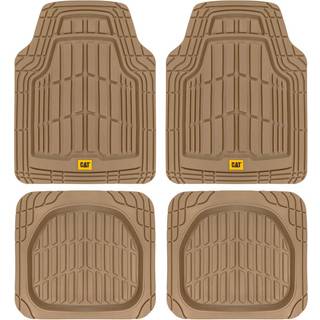 Cat Toughride tunge 4 stykker gummi hele sæsongulvmåtter til bilbil Van Suv Beige - Premium trim, der passer til bilgulvmåtte All Weather Deep Di
