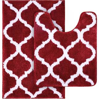 OLANLY Badet?pper S?t 2-delt mikrofiber-badebruserm?tte og U-formet toilett?ppe Maskinvask T?rt skridsikkert, skridsikkert, Shaggy badet?ppe til