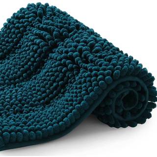 Tengtenglink badem?tter til badev?relse tyk bl?d chenille gulvm?tter ikke glidebrusm?tter ultra vandabsorberende d?rmatte (cyan 16 x 24)