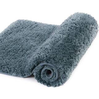 Walensee Slate Bath Mat (24 X 40) High Pile Microfiber Rubber Back - Ekstra blød absorberende skridsikre maskine vaskbart badeværelse tæppe