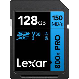 Lexar 128GB h?jtydende 800x PRO SDXC UHS-I-hukommelseskort C10 U3 V30 4K UHD-video Op til 150MB/s L?s for peg-og-skyd og mellemklasse DSLR-kamera