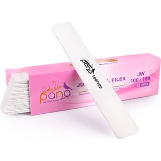 10 stk - Pana Jumbo dobbeltsidet Emery neglefil til manikyrpedikyr Natural og akryl negle - Hvid (Grit 100/100)
