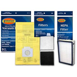 Envirocare-udskiftningsvakuumposer designet til at passe til Kenmore Canister type C eller Q 50555 50558 50557 og Panasonic Type C-59-poser og 1