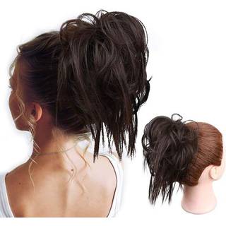 Hmd rystet updo rodet bolle h?r stykke h?rforl?ngelse hestehale med elastisk gummib?nd updo -udvidelser h?rstykke syntetiske h?rforl?ngelser scru