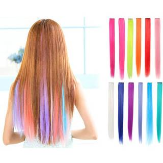 Onedor 23 tommer farvet fest fremh?ver lige h?rklipforl?ngelser. Varmebestandigt syntetiske h?rforl?ngelser i flere farver (fuld farve s?t 12 stk