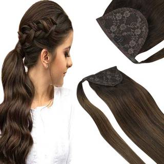Ve Sunny Ponytail Extension Human Hair Dark Brown Clip i hestehale Human Hair Brown Human Hair Horhytail Darkest Brown Balayage Medium Brown Huma