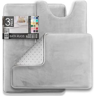Clara Clark 3 stykker badev?relse t?pper badem?tte s?t fl?jl hukommelse skum badem?tter til badev?relse - skridsikre pvc backing bad t?pper vaskb
