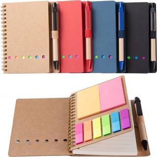 Wilfans 4 pakker spiral notebook Steno Pads foret Notepad med pen i Holder Sticky Notes Page Mark?r Farvede indeks Faner Flag 4,73 """" X5.9 """" Kra