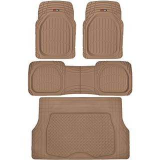Motortrend 4 stk beige bilgulvm?tter s?t gummi skildpaddeforinger m/ last til auto SUV -lastbiler