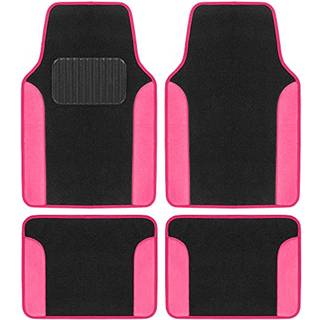 BDK Hot Pink Carpet-To-tone faux l?der Automotive Floor Mats inkluderet anti-glidfunktioner og indbygget h?lpude stilfulde gulvm?tter til biler l