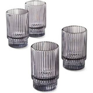 Rolige mellemrum levende s?t med 4 korte r?ggr? ribben glas Votive indehaver perfekt til bryllupper og hjem D? Eller m?ler 3,75 """" h?j og 2,25 """"