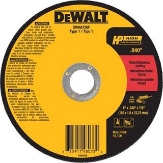 DEWALT DWA8726F T1 HP Fast Cut-Off Wheel 6 """" X 0,040 """" X 7/8 """"