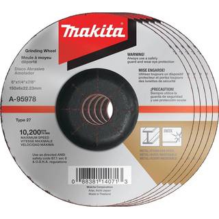 Makita A-95978-5 6 """" X 1/4 """" X 7/8 """" Inox Grinding Wheel 36 Grit 5/PK