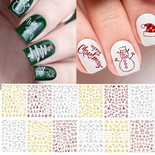 Adurself 12 Sheets Christmas Nail Art Decals Xmas 3d Nail Self-klæbende klistermærker Santa Claus Reindeer Snowfnflakes Snowmen for Women Girls K