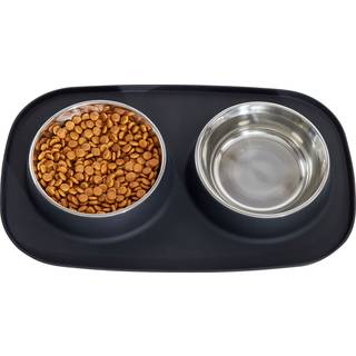 Gorilla greb 100% vandtæt BPA gratis kat og hundeskåle silikone fodringsmåtte sæt rustfrit stål skål glidemiddel