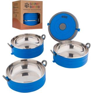 Sundt menneskeligt rejsets kæledyr Bento Bowls-Human-kvalitet Rustfrit stål & BPA-fri lækage-bevis vand- og madbeholder sæt til hunde og katte 3-