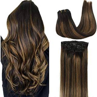 Goo goo clip i h?rforl?ngelser ?gte menneskeh?r 18 tommer 120 g 7pcs 1b/6/1B Balayage Natural sort til kastanjebrun remy Human Hair Extensions Cl