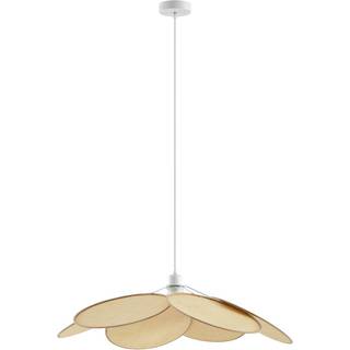 Hængelampe Astraia Lindby, dæmpbar, Creme/amber, Stue/spisestue, Tekstil/stof/silke, Herregårds/rustik