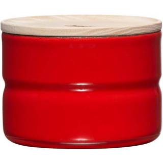 Riess Kitchen Management Vorratsdose 0,23 L Fresh Tomato - Emaille mit Eschenholzdeckel - Rot