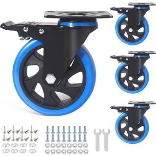 5 tommer hjulhjul 2200 kg Heavy Duty hjul s?t med 4 med bremsek?desikkerhed dobbelt drejelig l?se industrielle hjul ingen st?jhjul til vogn (to h