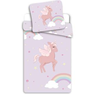 Junior sengetøj 100x140 cm - Unicorn - Sengesæt med enhjørning - 2 i 1 design - 100% bomuld