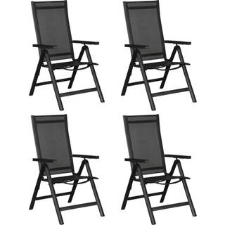 Kenny 4 x havestol, justerbar ryg, 6 positioner sort/sort.