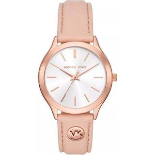 Michael Kors Slim Runway White Dial Leather Strap Ladies Women's Watch MK7467