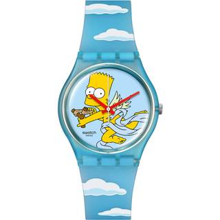 Swatch The Simpsons Collection Angel Bart Quartz Blue Dial Silicone Strap Unisex Watch SO28Z115