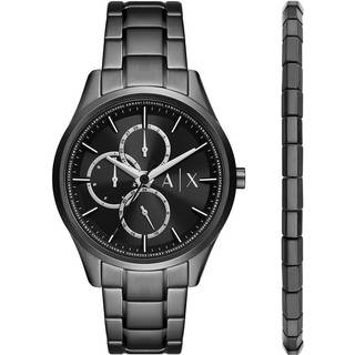 Armani Exchange Quartz Black Dial Steel Strap Men's Watch and Bracelet Set AX7154SET