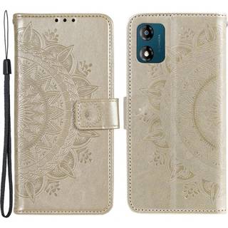 SKALO Motorola Moto E13 4G Mandala Flip Cover - Guld