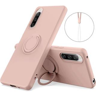 SKALO Sony Xperia 10 V Ultratynd silikonecover med ring - Pink