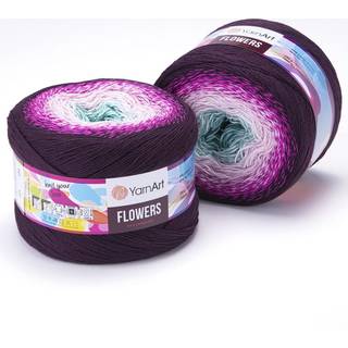 Garn kunst garnart blomster garn 55% bomuld 45% akryl 250gr 1094yd flerfarvet bomuldsgarn regnbue h?klet garn for?r sommer - 1 fine sportsskein (