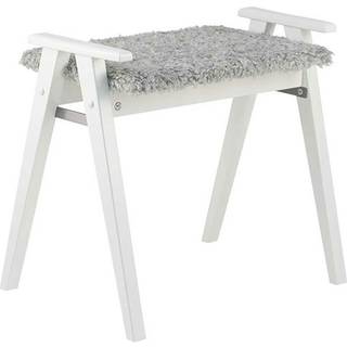 Oscarssons Möbel, Alme Stool Hvidlakeret birk/fåreskindslook lysegrå